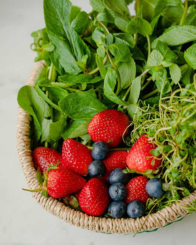 A basket full of fresh homegrown produce