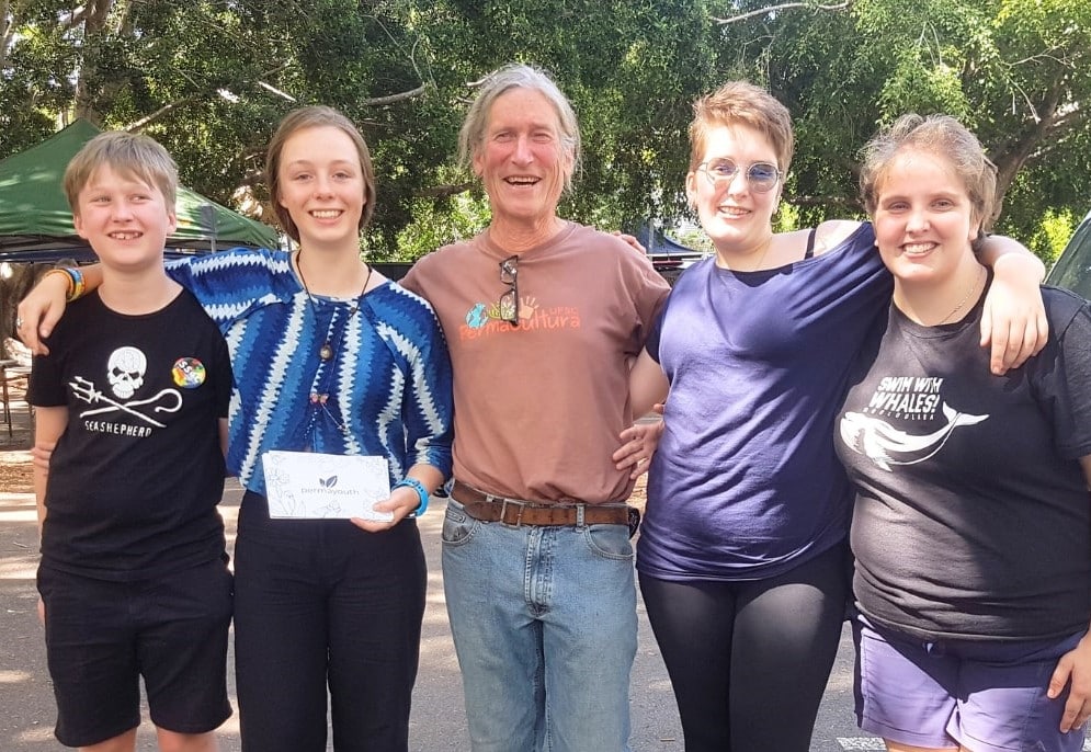 Some of the Permayouth founders with David Holmgren at Northey Street City Farm